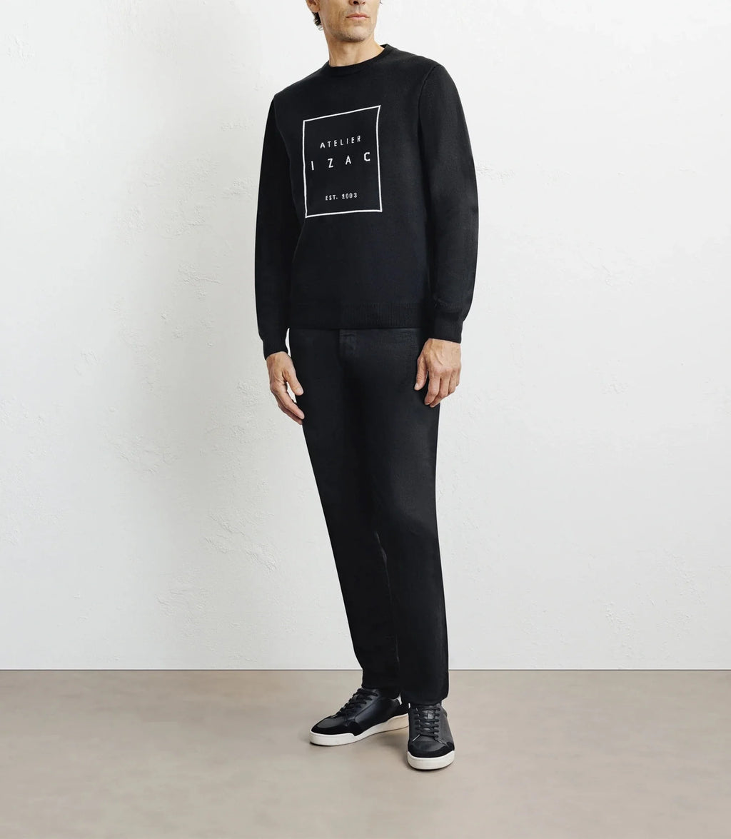 Pull col rond fantaisie noir - IZAC