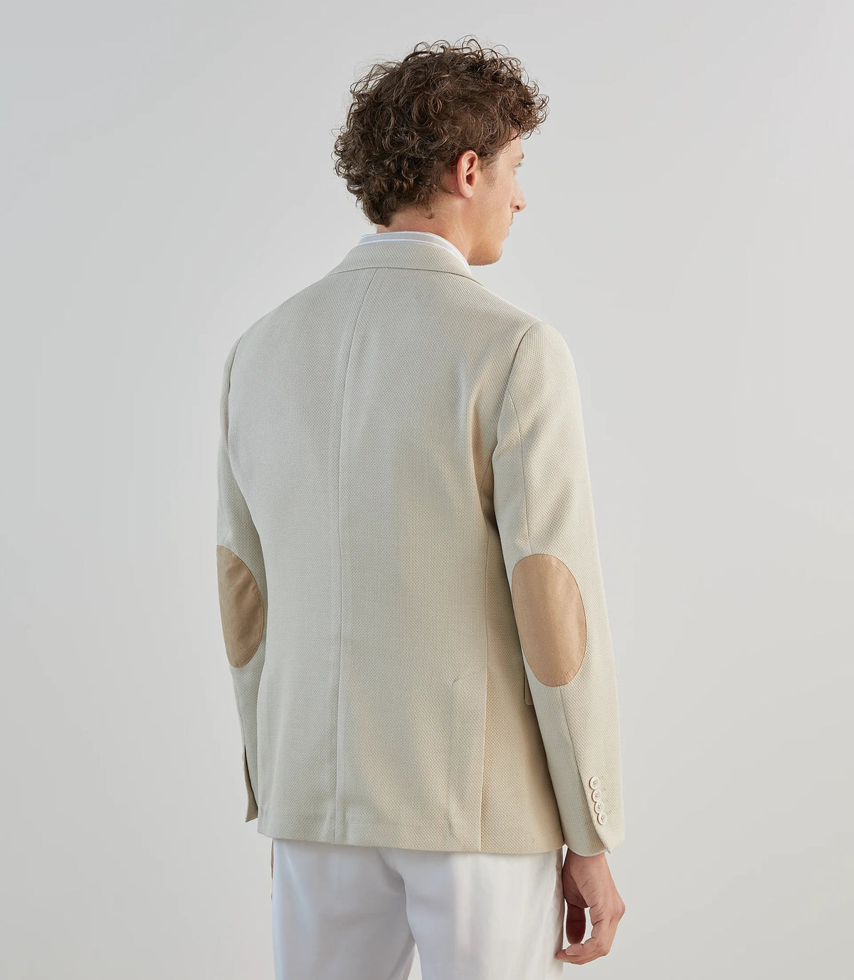 Veste casual en tissu armuré écru - IZAC