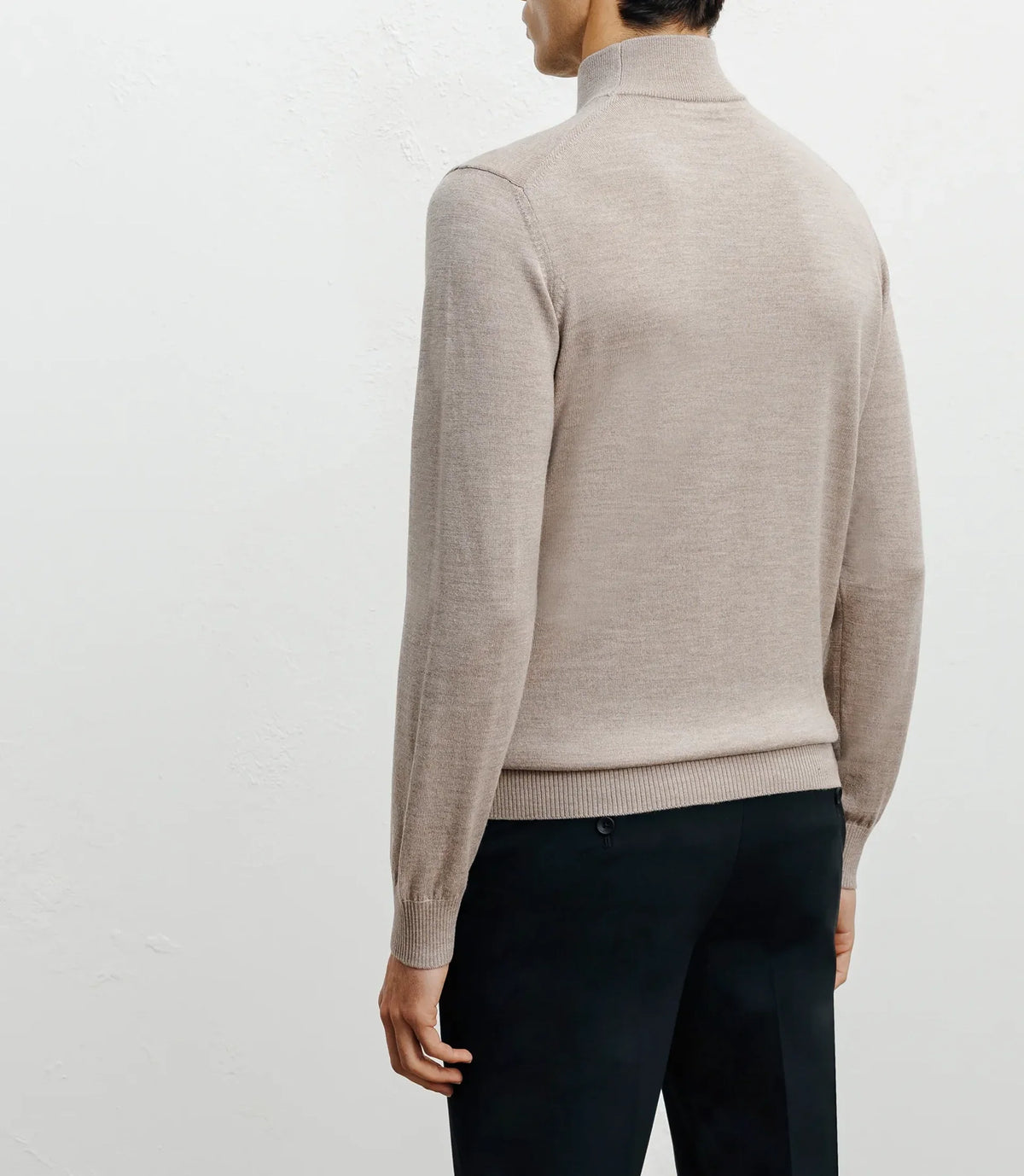 Pull col cheminée mérinos beige - IZAC