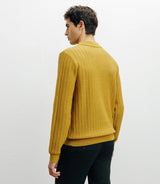 Pull col polo ouvert jeux de points jaune - IZAC