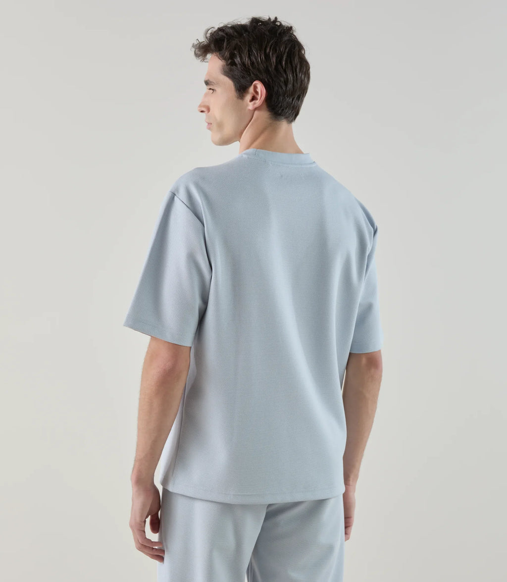 T-shirt col rond en jeu de points ciel - IZAC