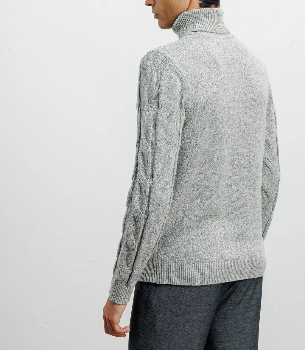 Pull col roulé torsadé gris chiné - IZAC
