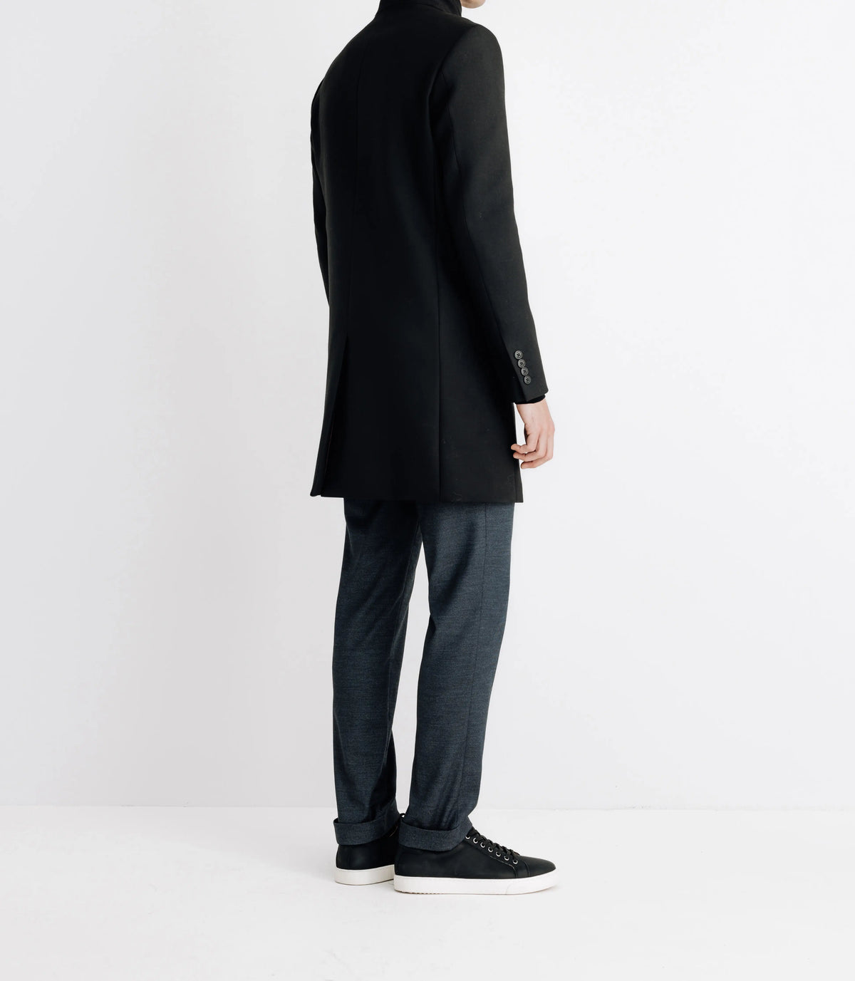 Manteau ville droit à col montant noir - IZAC