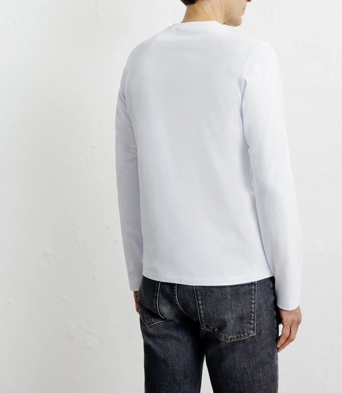 T-shirt col rond manches longues blanc - IZAC