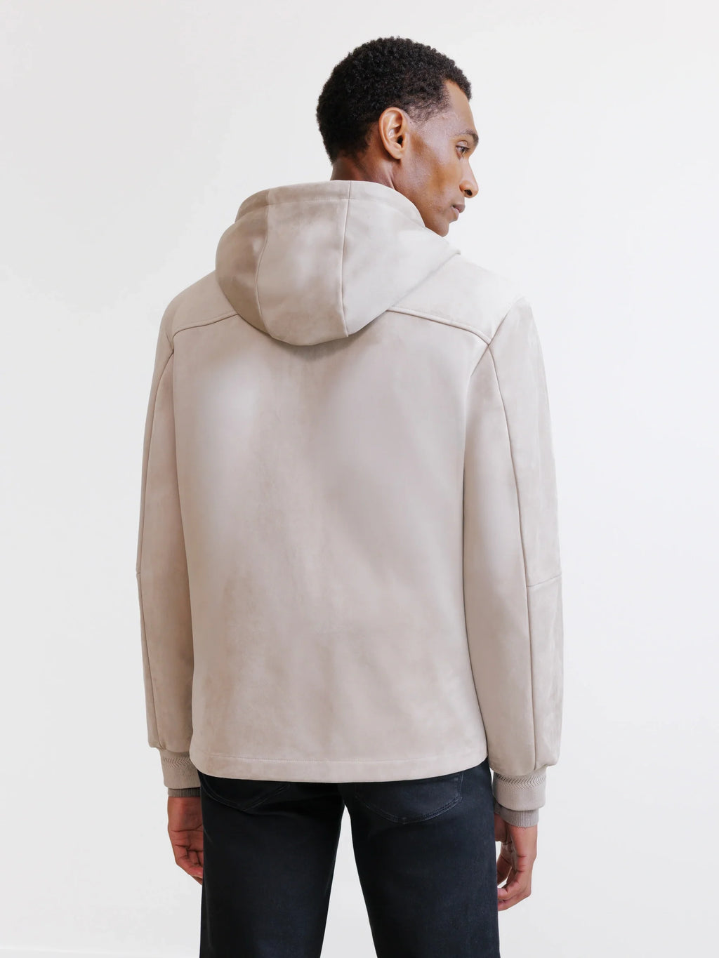 Blouson à capuche en suède beige - IZAC