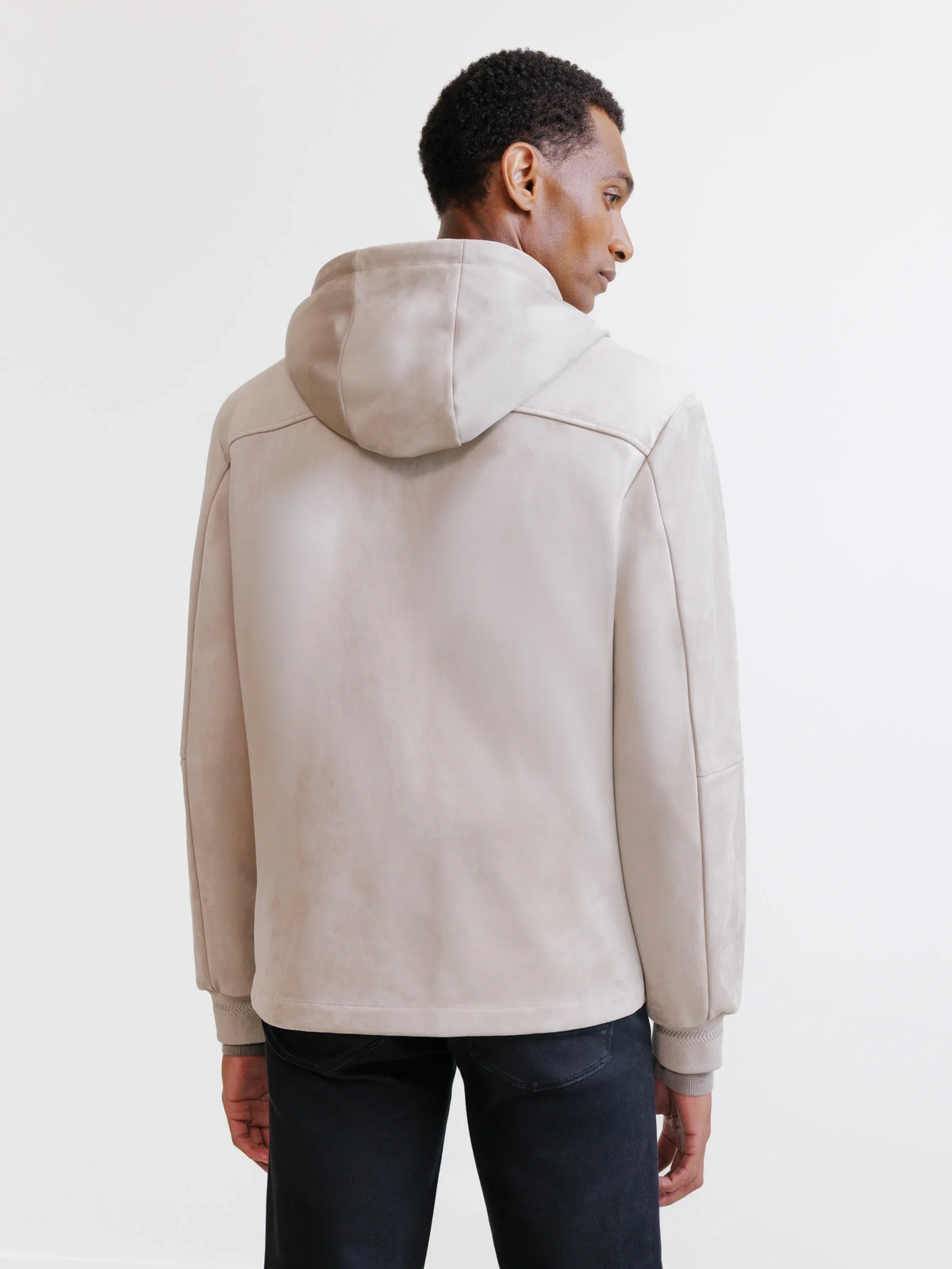 Blouson à capuche en suède beige - IZAC