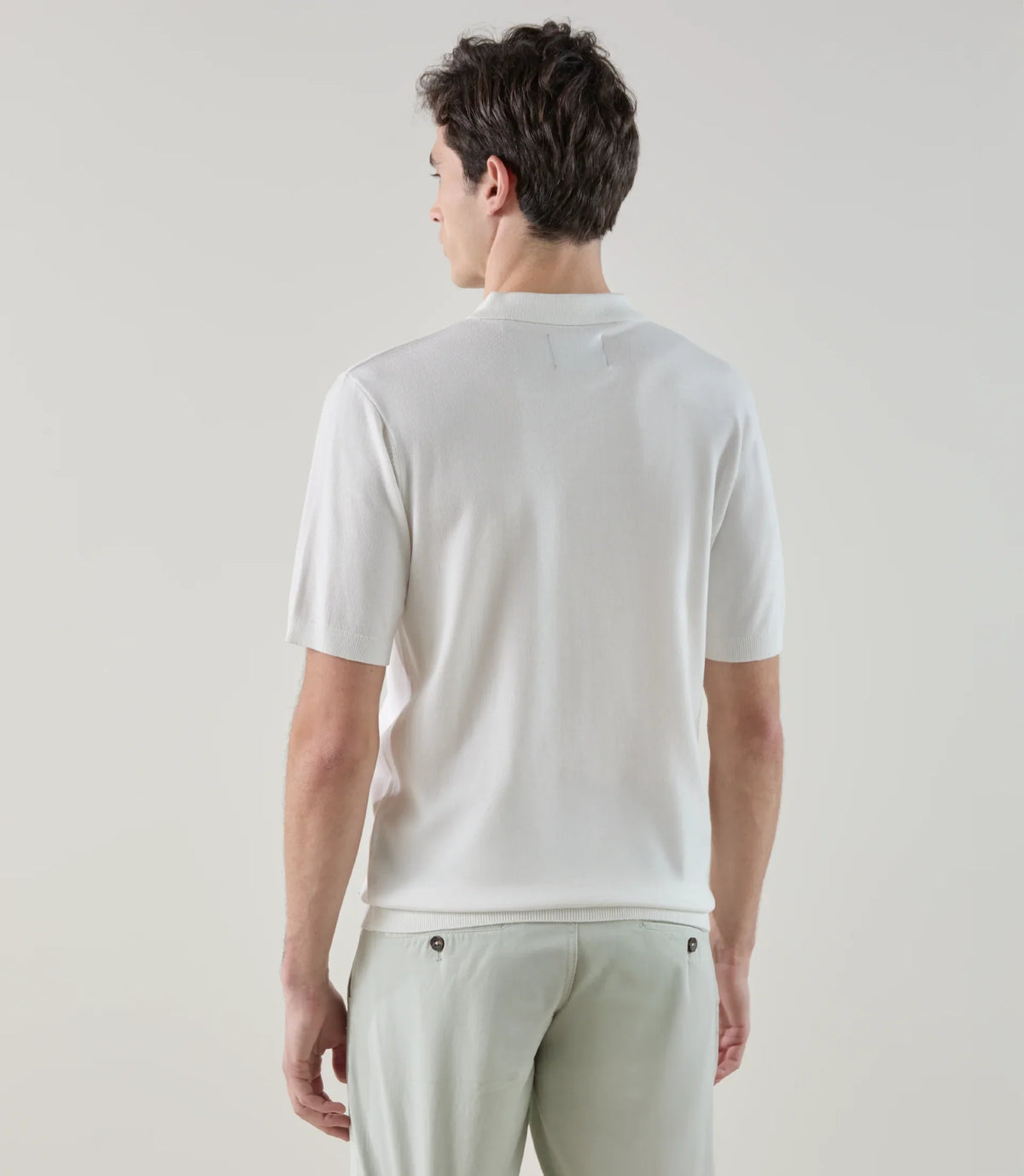 Polo col boutonné en maille écru - IZAC