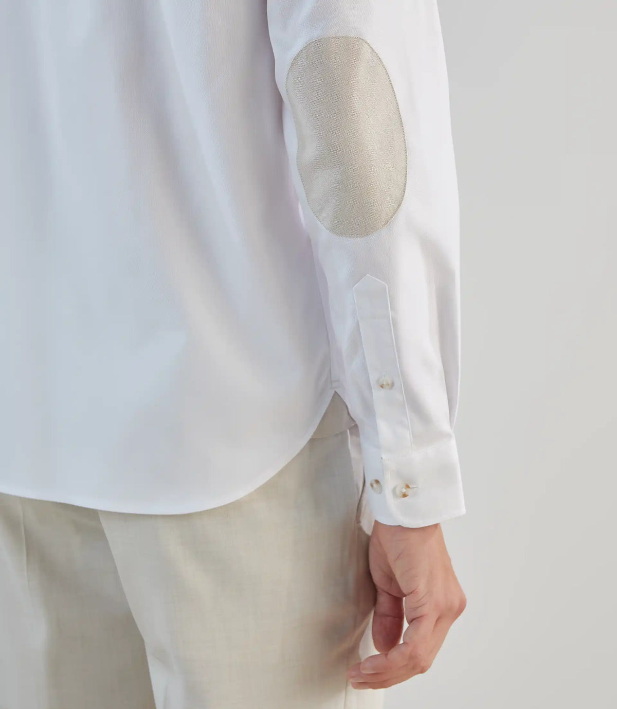 Chemise col mao avec coudières blanche - IZAC