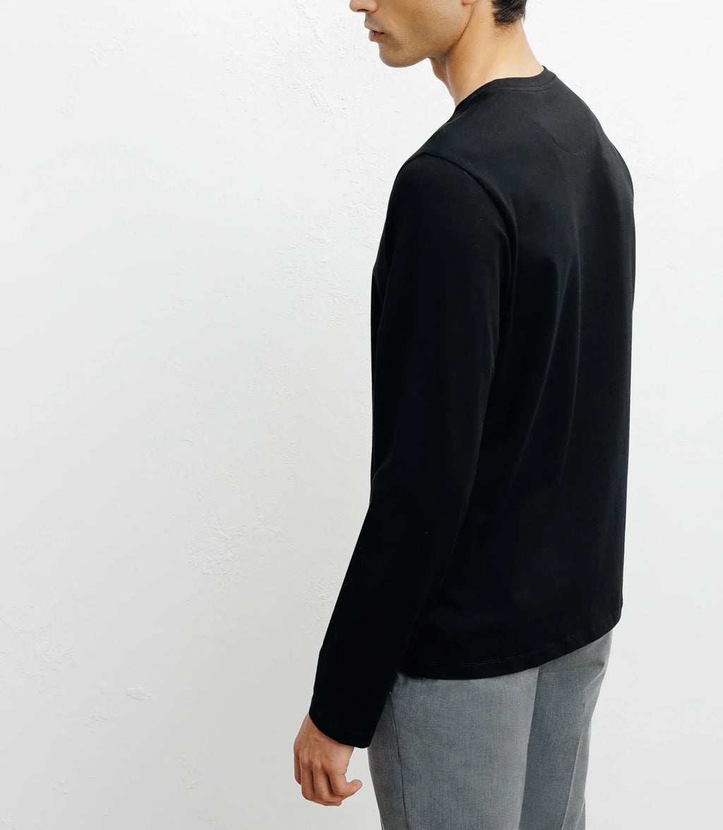 T-shirt col rond manches longues noir - IZAC