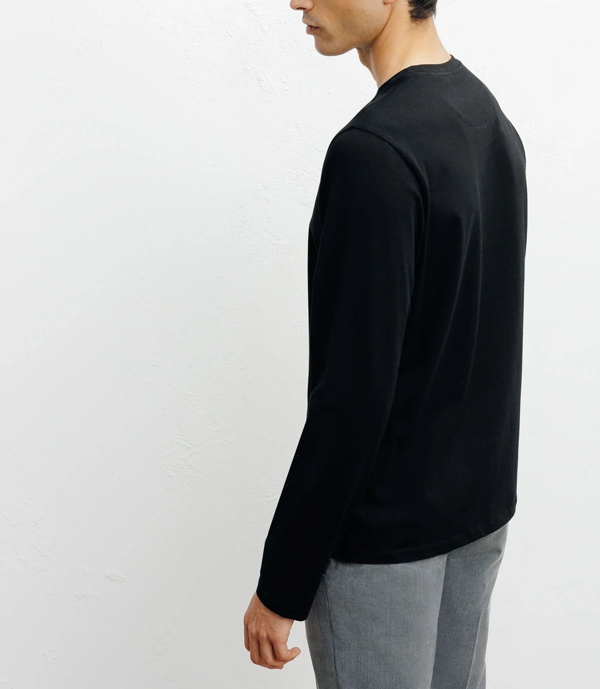 T-shirt col rond manches longues noir - IZAC