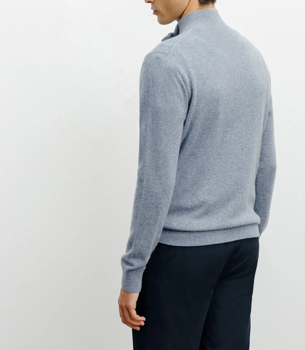 Pull col montant 100% cachemire indigo - IZAC
