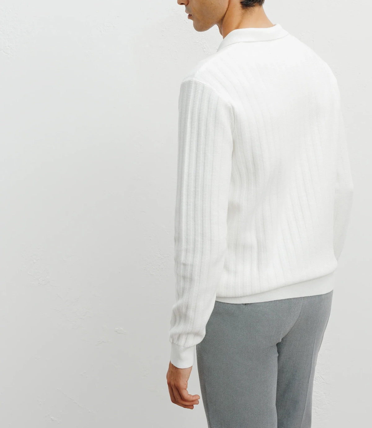 Pull col polo ouvert jeux de points écru - IZAC