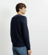 Pull col rond jeux de points marine - IZAC