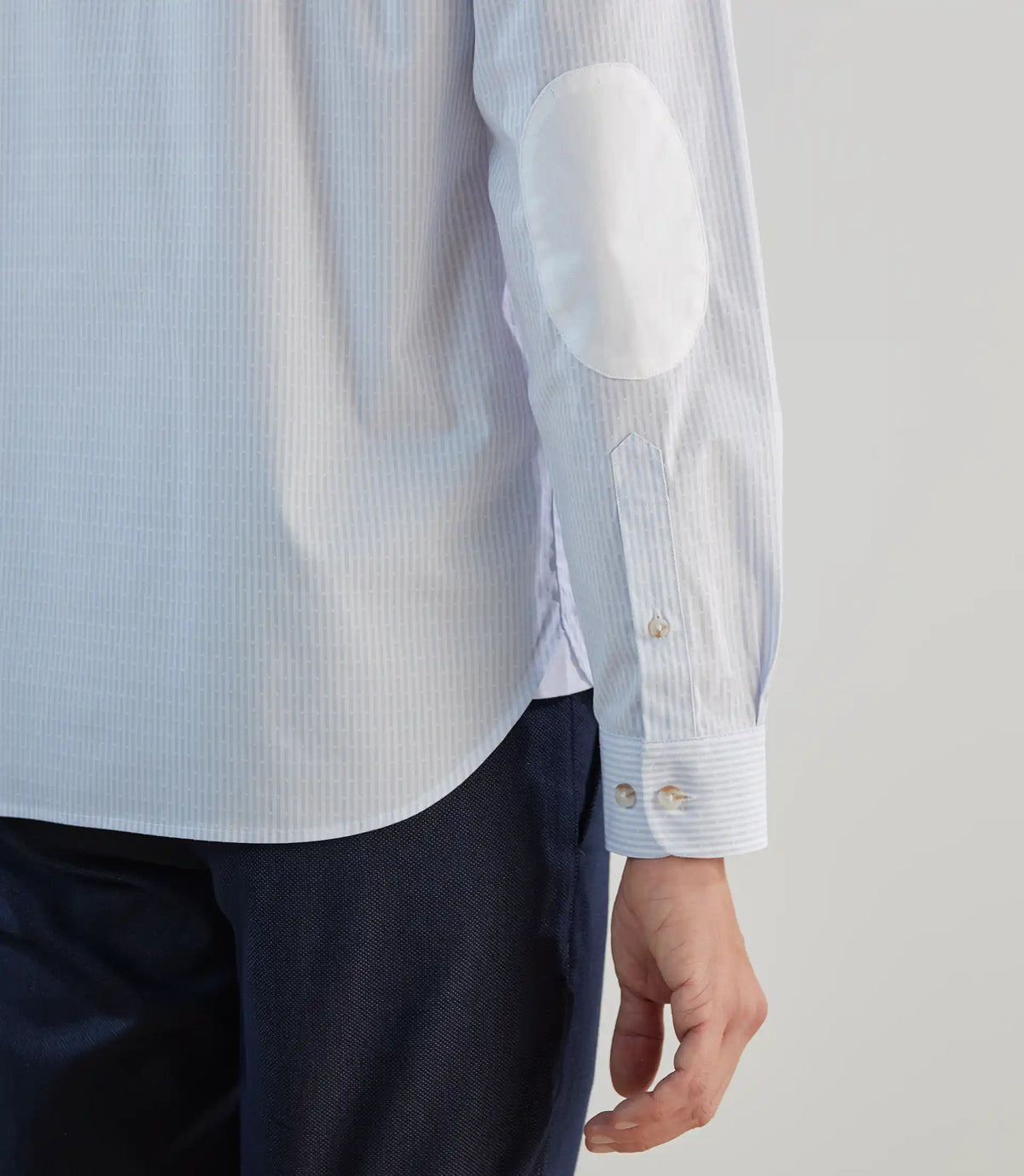 Chemise col mao avec coudières ciel - IZAC