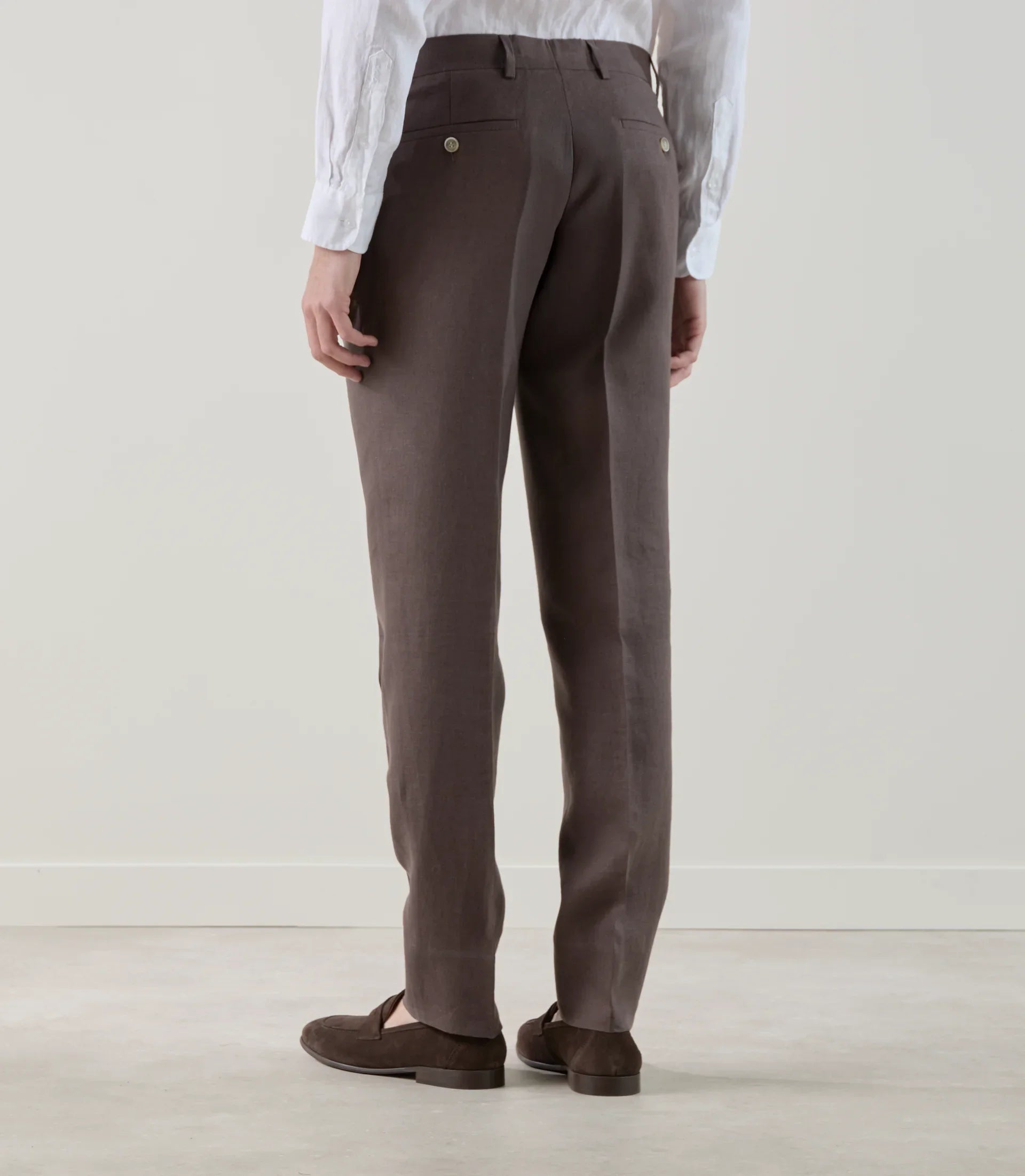 Pantalon ville 100% lin marron - IZAC