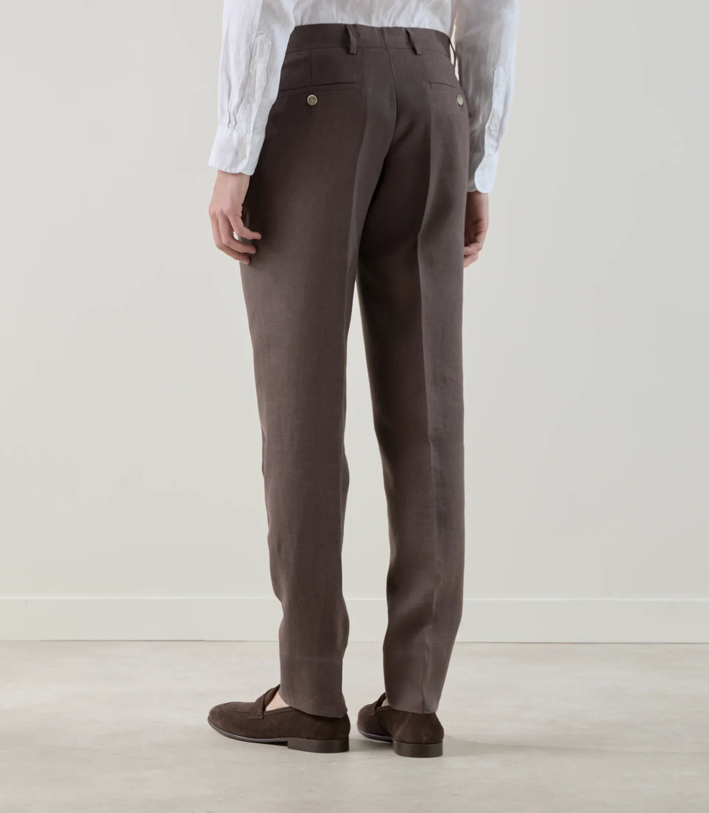 Pantalon ville 100% lin marron - IZAC