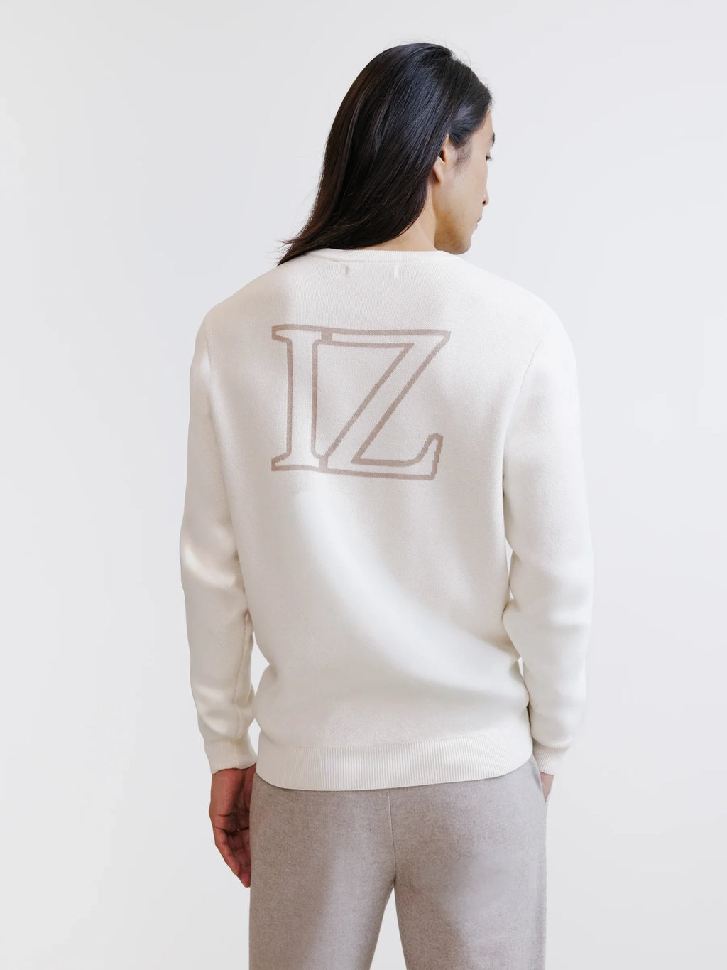 Pull jaquard col rond écru - IZAC
