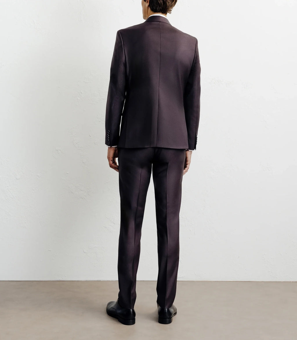 Costume 2 boutons laine majoritaire bordeaux foncé - IZAC