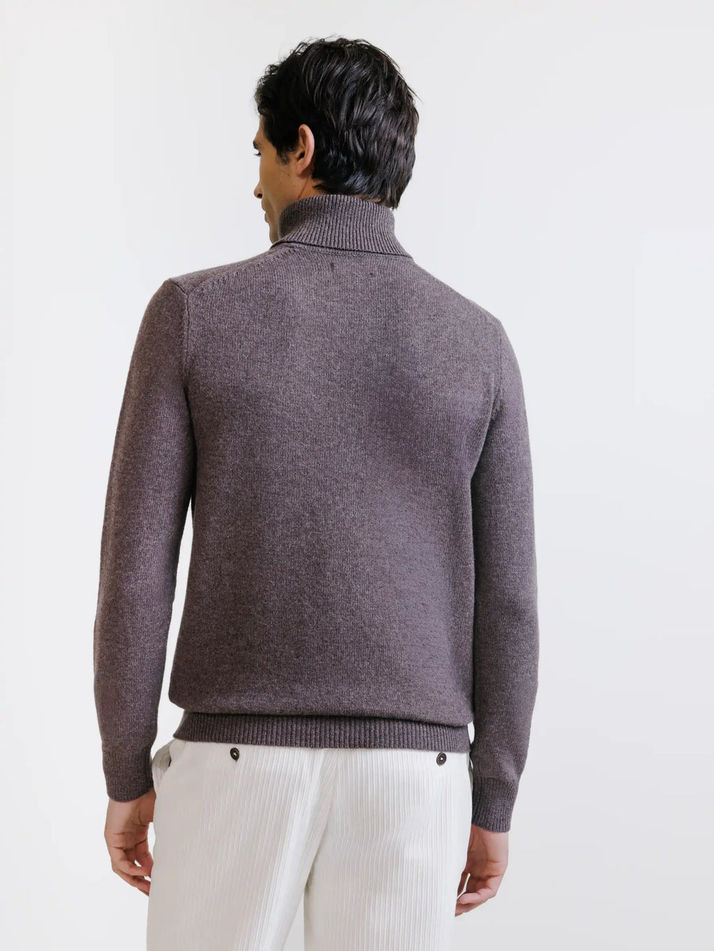 Pull en laine col roulé marron - IZAC