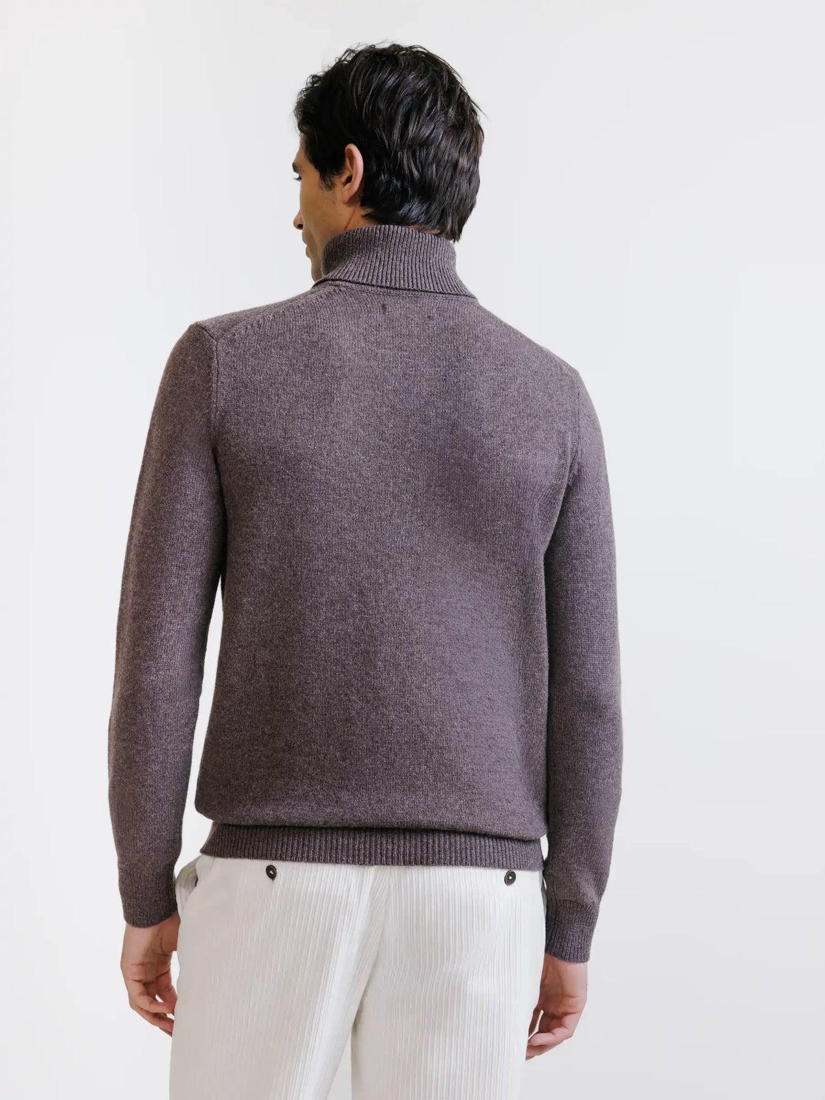 Pull en laine col roulé marron - IZAC