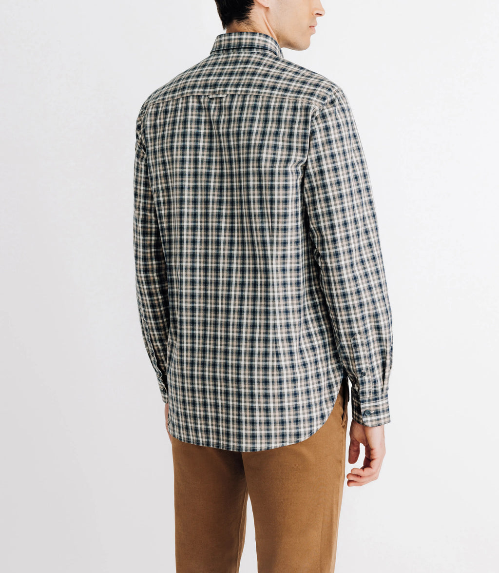Chemise à petits carreaux beige - IZAC