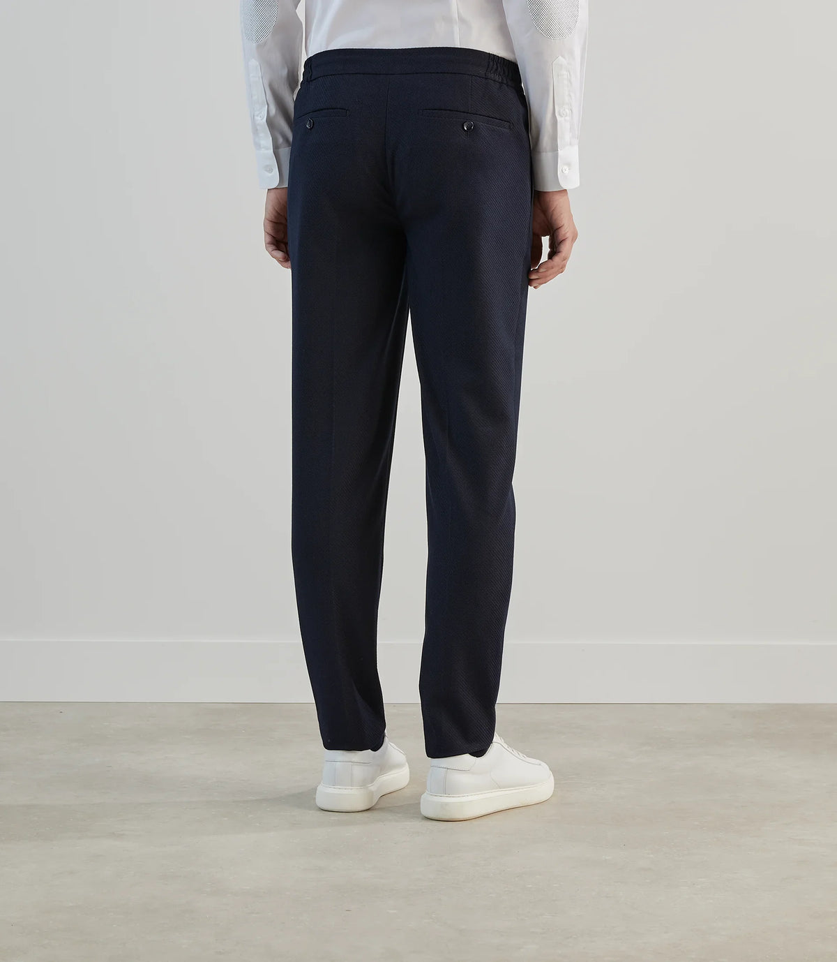 Pantalon ville en tissu armuré marine - IZAC