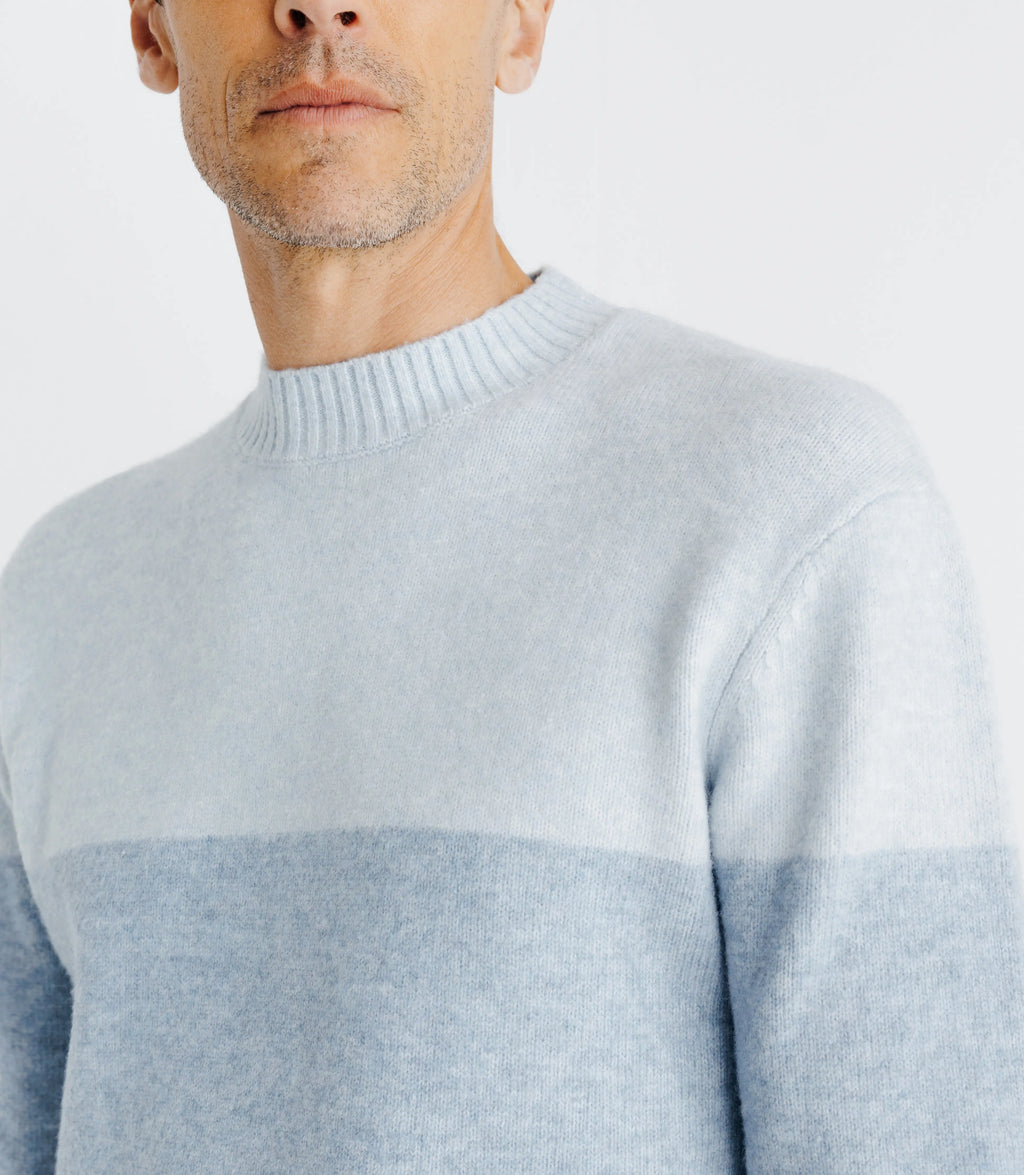 Pull col rond rayé bleu - IZAC