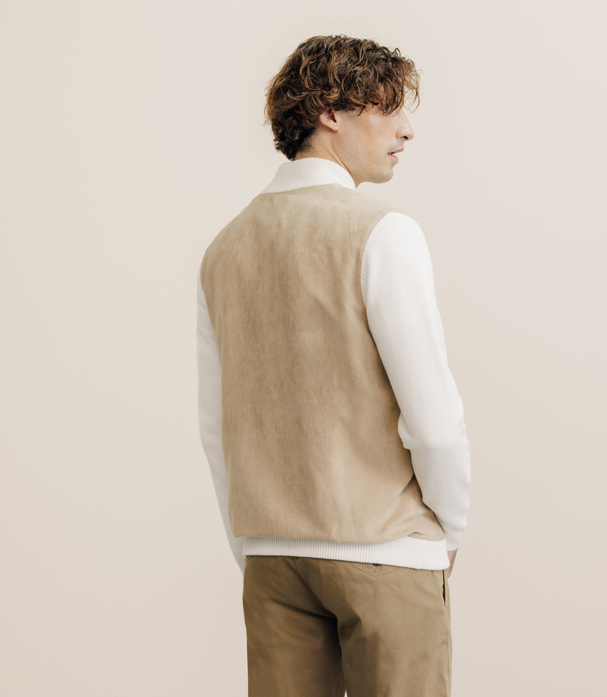 Gilet bi matière beige - IZAC