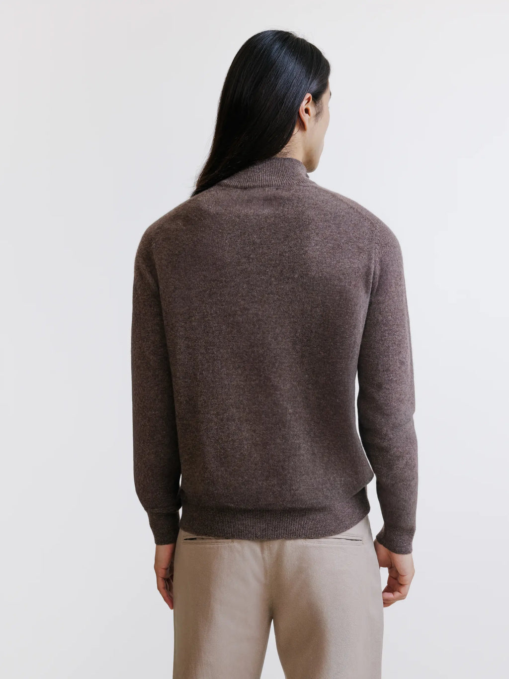 Pull col montant 100% cachemire marron - IZAC