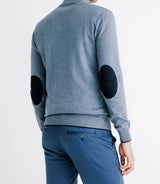 Pull coton/cachemire col zippé bleu indigo - IZAC