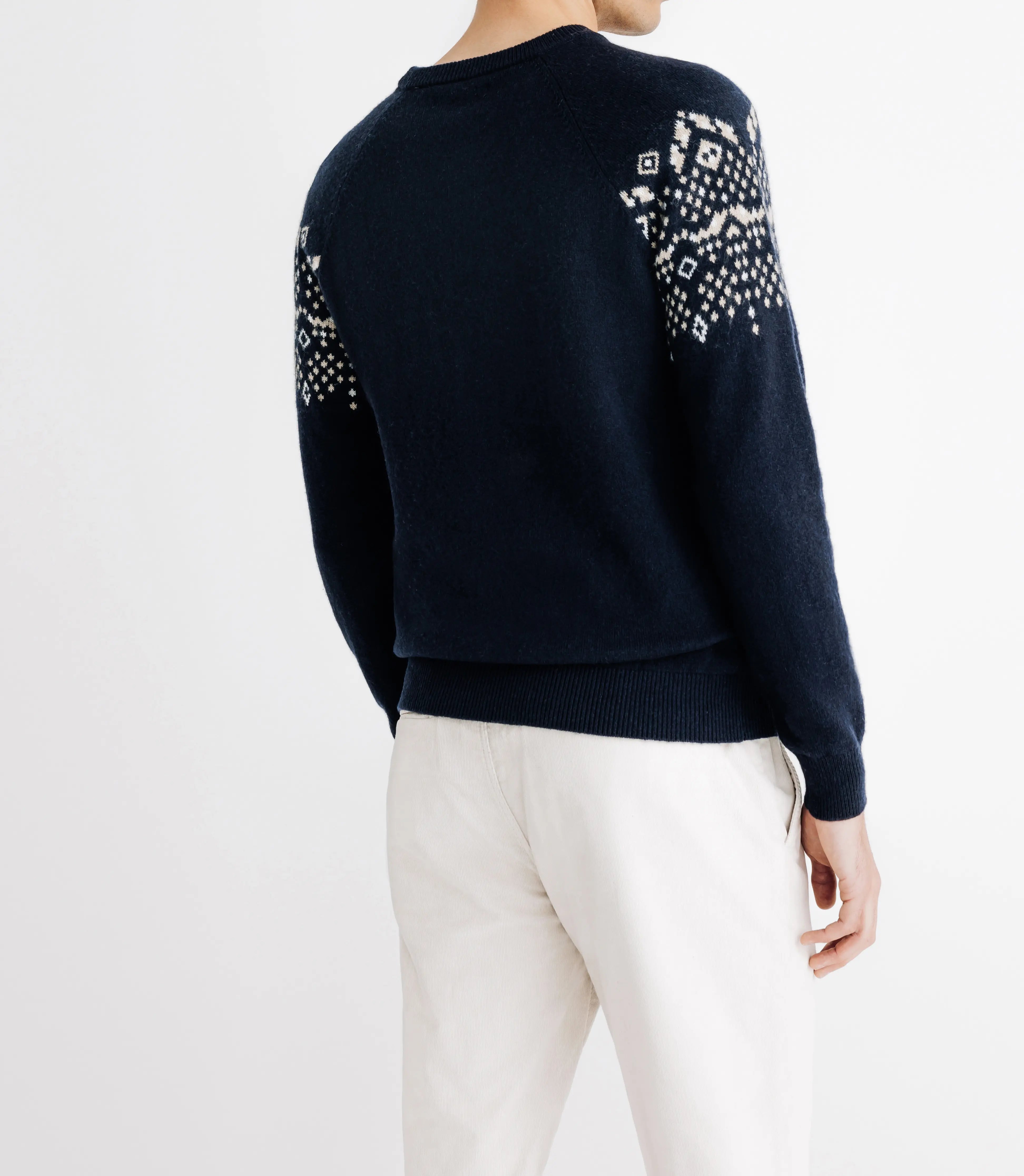Pull en jacquard col rond marine - IZAC