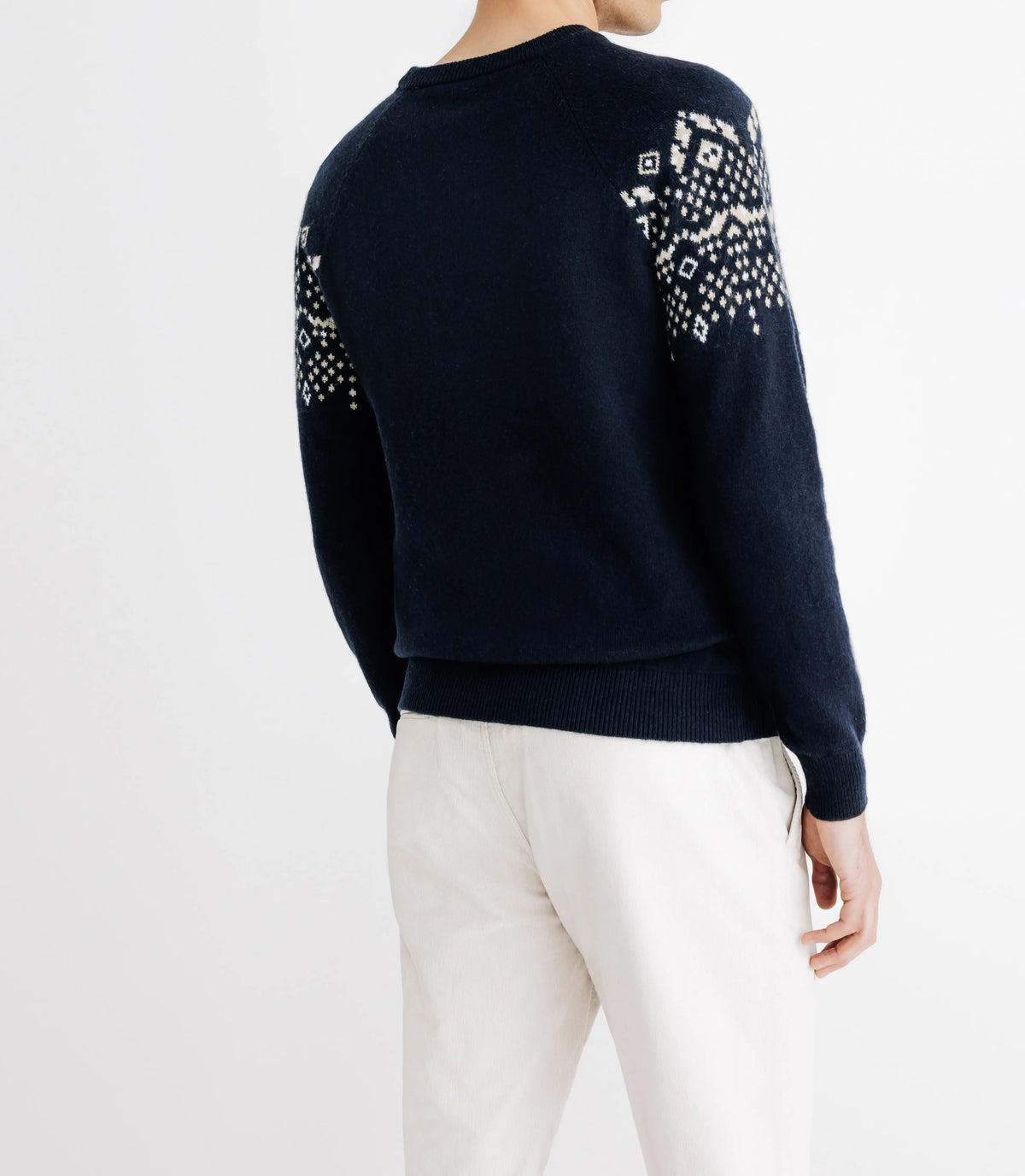 Pull en jacquard col rond marine - IZAC