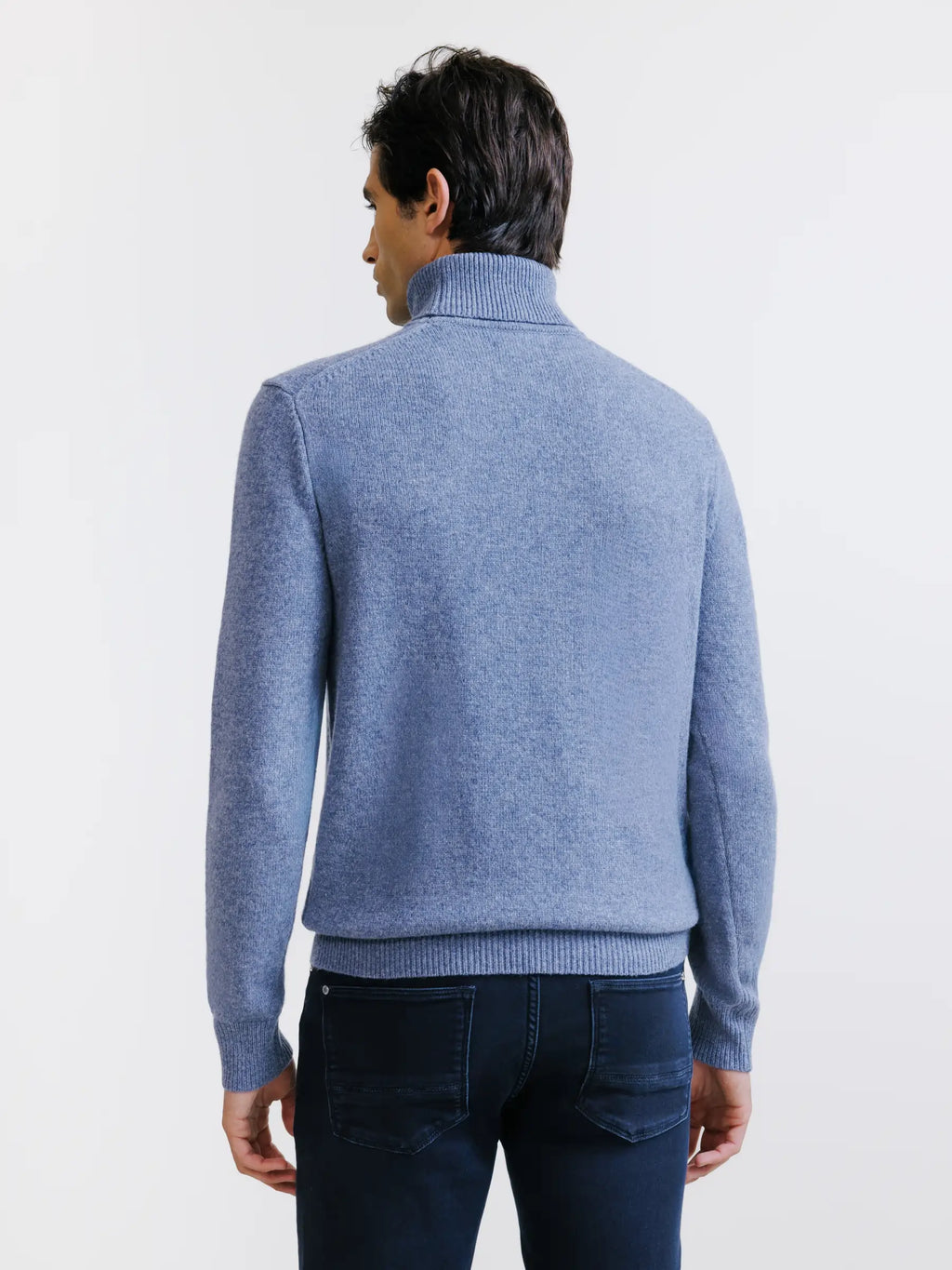 Pull en laine col roulé indigo - IZAC