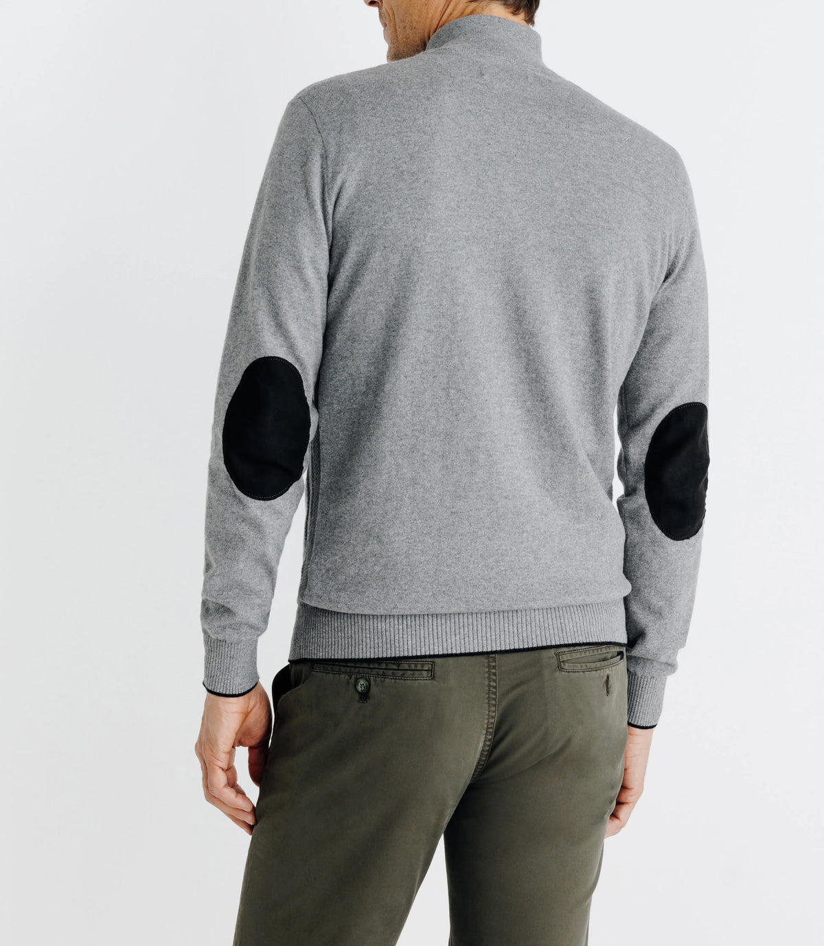 Pull coton/cachemire col zippé gris - IZAC