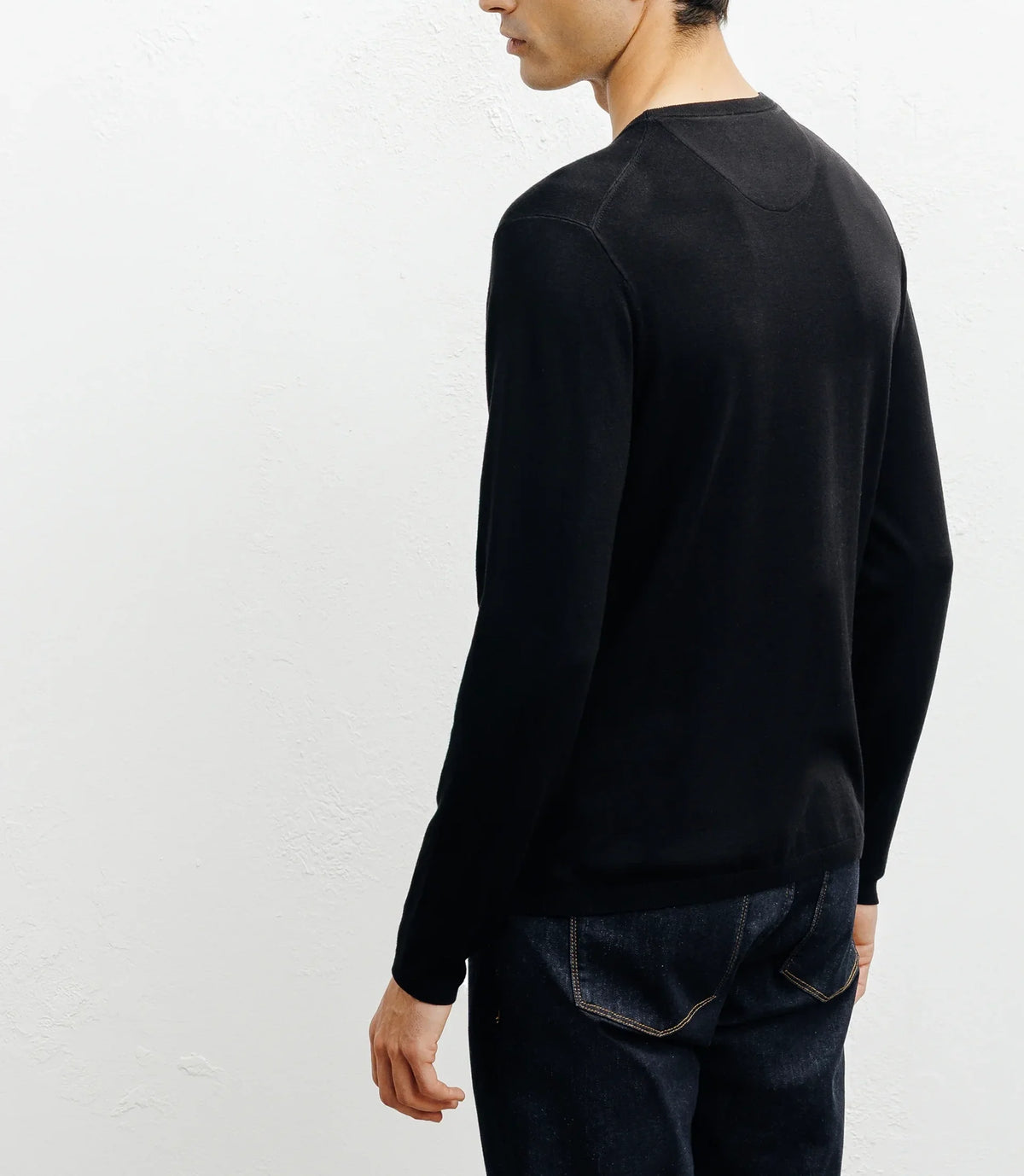 Pull manches longues col rond en maille noir - IZAC