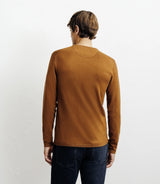 Pull manches longues col rond en maille bronze - IZAC