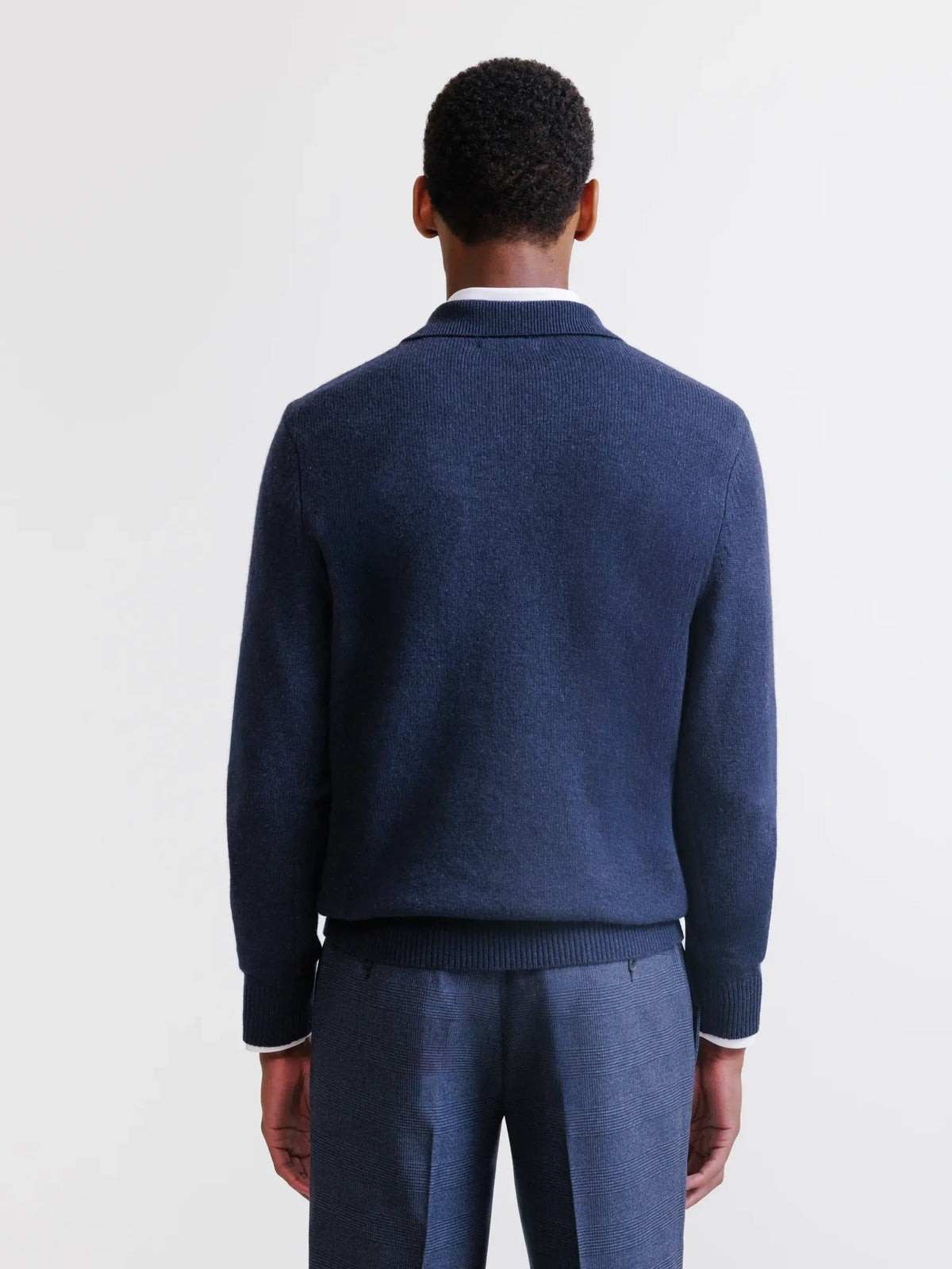 Pull en laine à col polo boutonné marine - IZAC