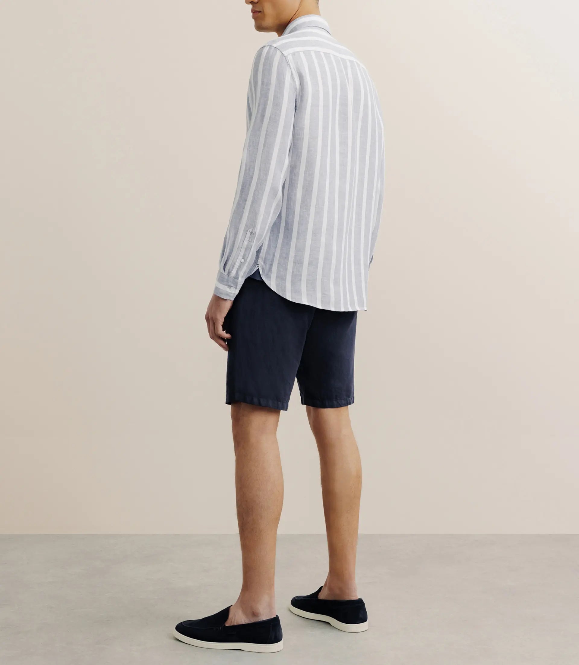 Chemise rayée 100% lin bleue - IZAC