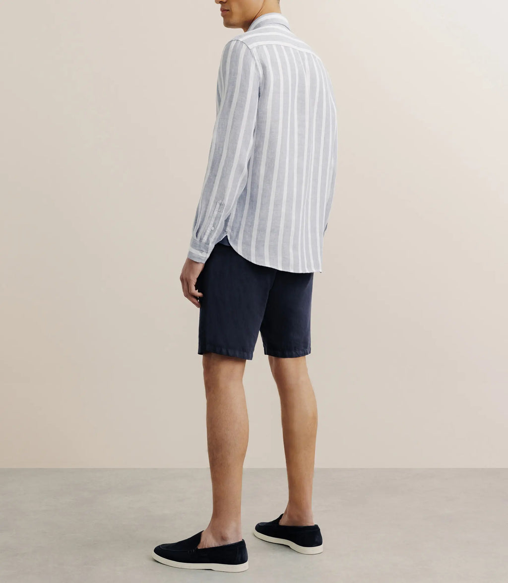 Chemise rayée 100% lin bleue - IZAC