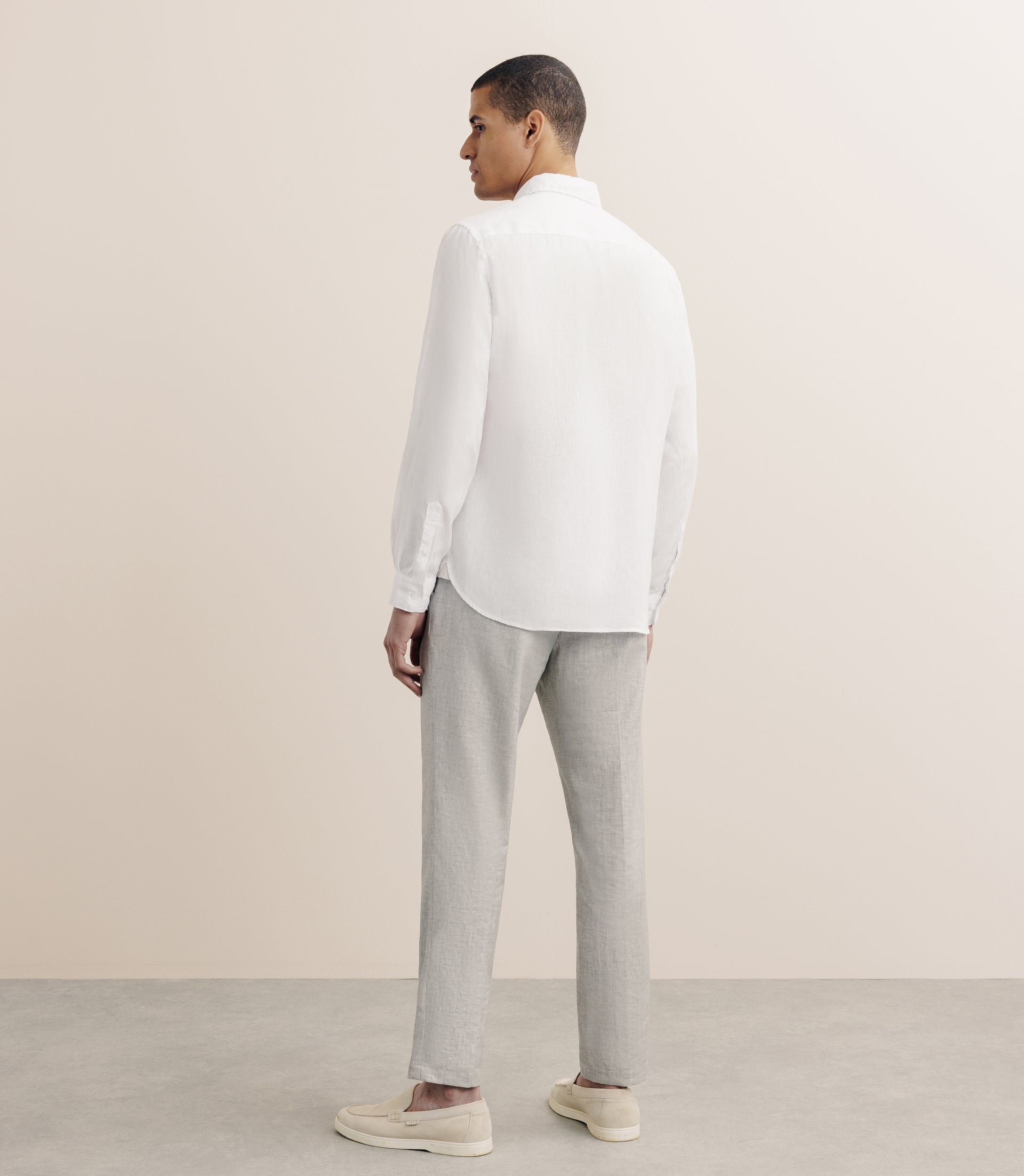 Chemise unie 100% lin blanc - IZAC