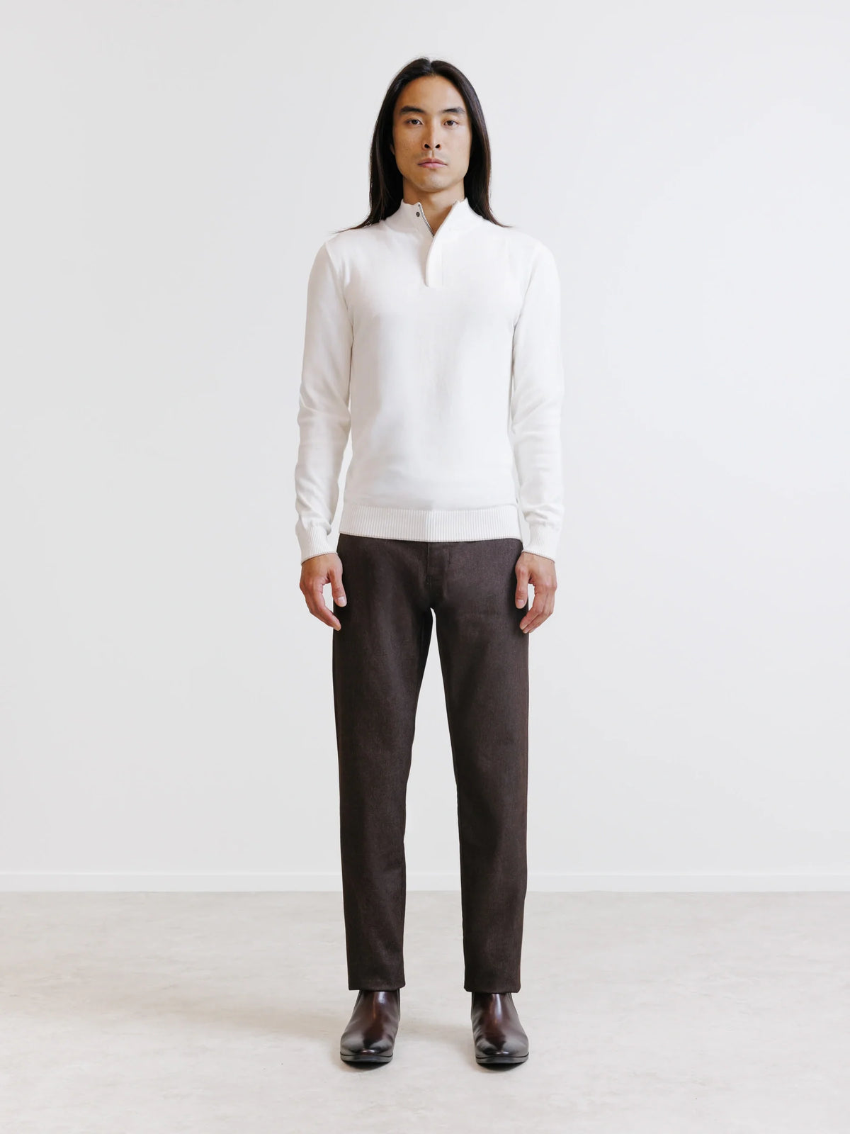 Pull col montant demi zippé écru - IZAC