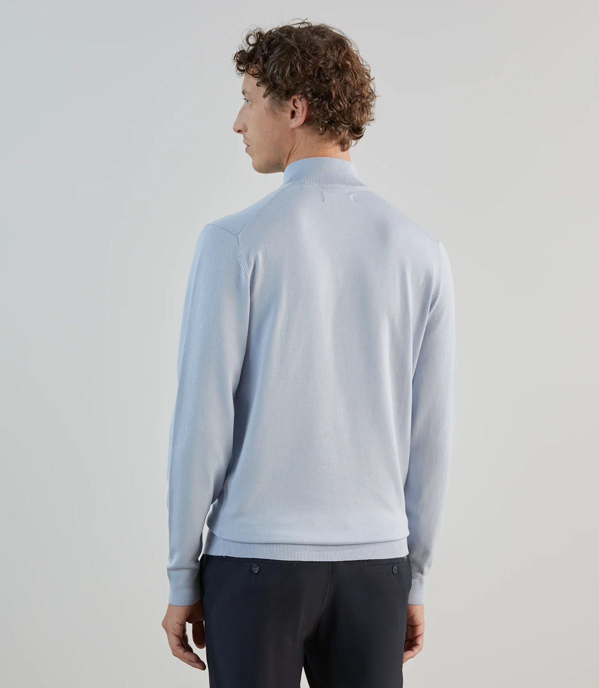 Pull demi - zip à col montant bleu ciel - IZAC