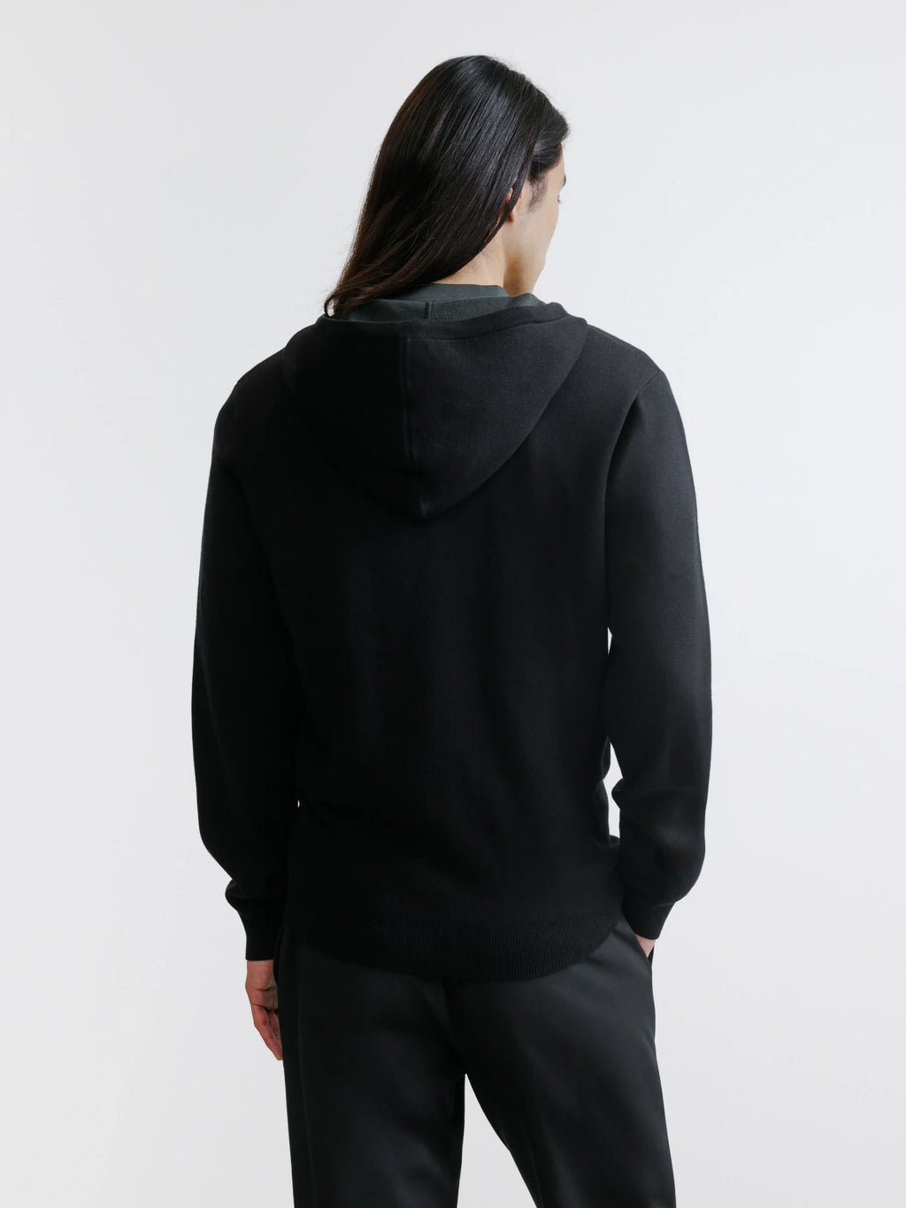 Hoodie en maille à capuche demi-zippé noir - IZAC