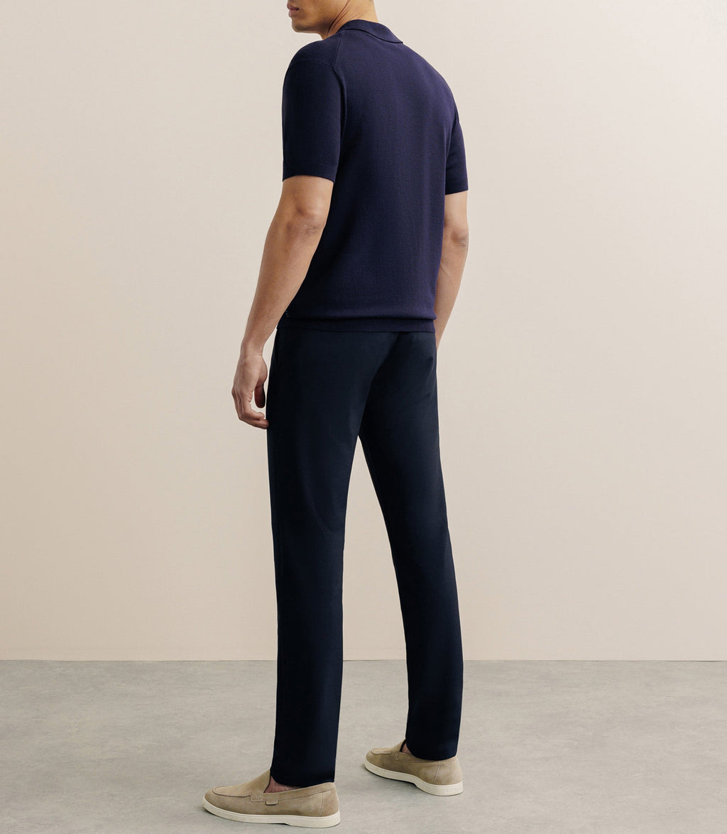 Polo col ouvert en maille marine - IZAC