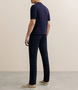 Polo col ouvert en maille marine - IZAC