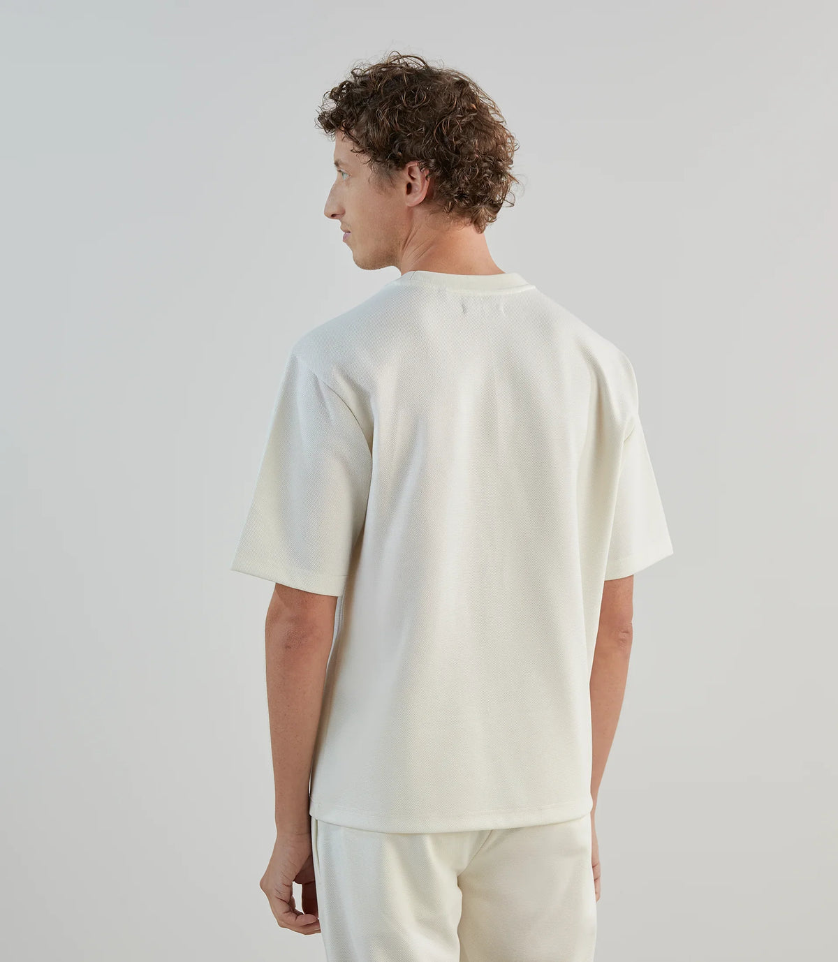 T-shirt col rond en jeu de points écru - IZAC