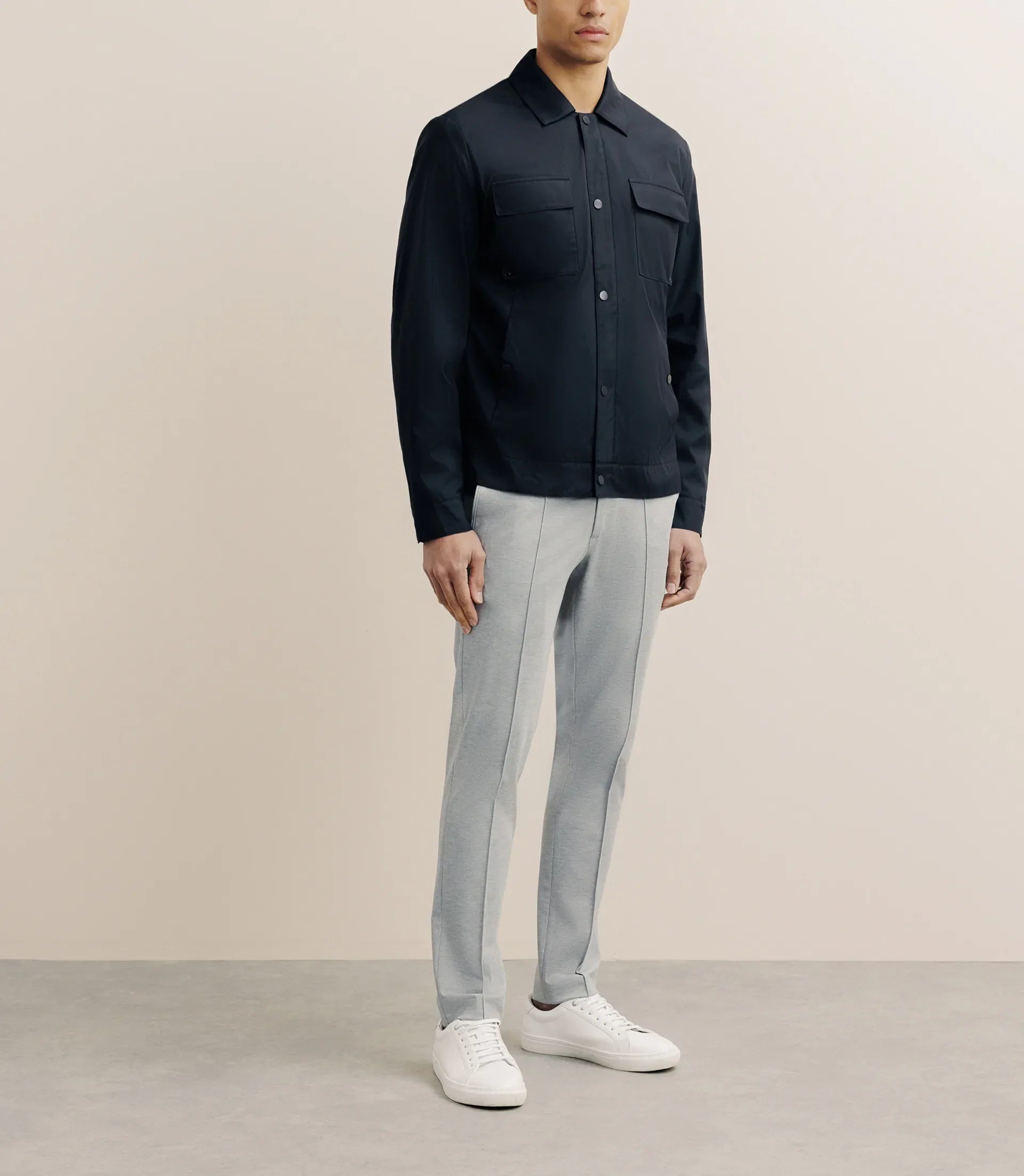 Blouson déperlant col chemise marine - IZAC