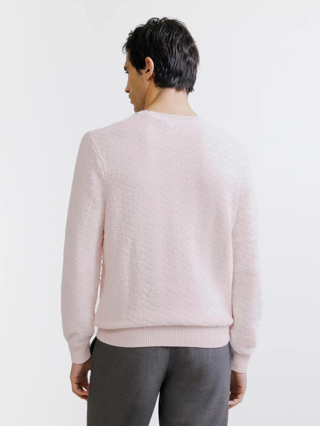 Pull jacquard col rond rose - IZAC