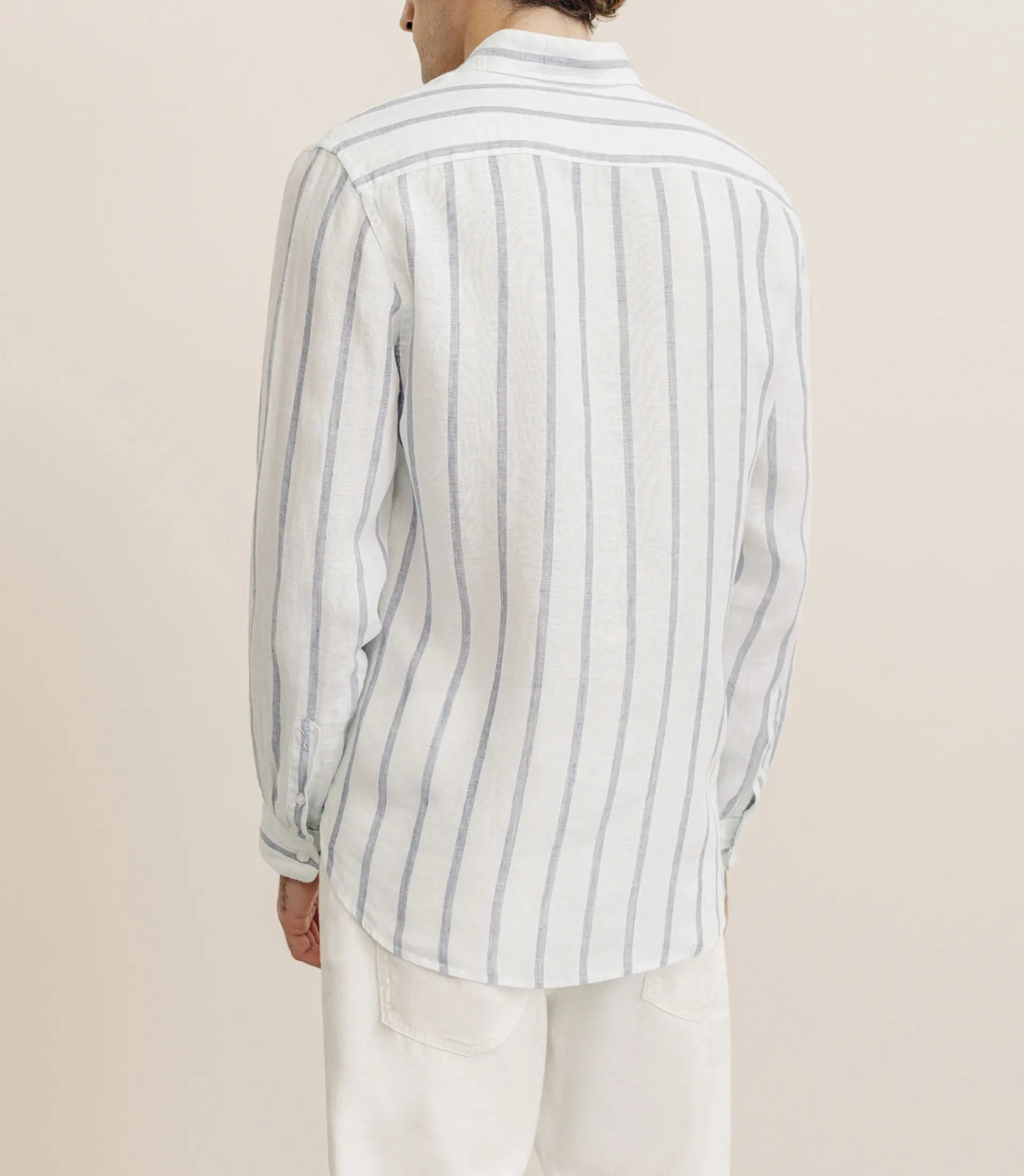 Chemise rayée 100% lin verte - IZAC