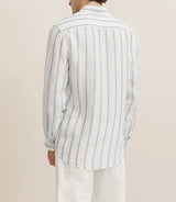 Chemise rayée 100% lin verte - IZAC